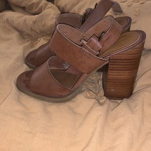 Vegan leather block heels